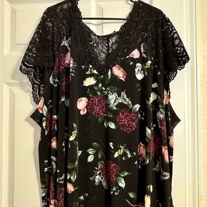 Torrid Black Floral Lace Top